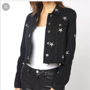 Pistola Brando Star Embroidered Black Denim Jacket